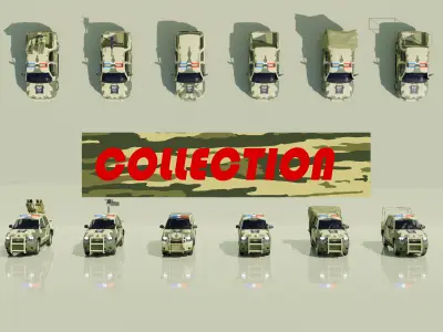 Realistic military vehicles ready for games and movies Low-poly 3D model