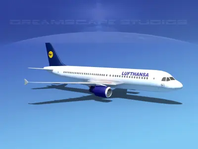 Airbus A320 LP Lufthansa Low-poly 3D model