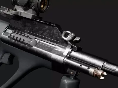 Steyr AUG A3 M1 with Aimpoint CompM4 Low Poly Weapon Low-poly 3D model