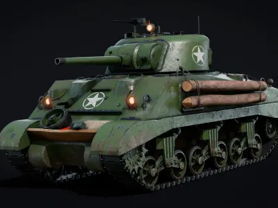 WW2 Tank Sherman M4A2 Realtime 3D model