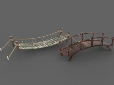 wooden bridge 3D model