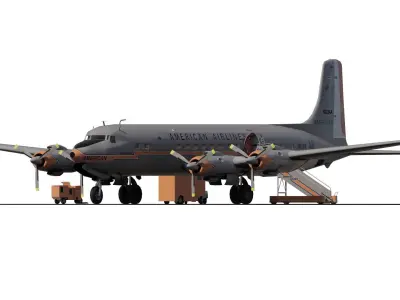 Douglas DC-7C 1954 with interior 3D model