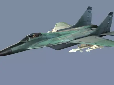 Fighter Jet Flying In Sky Plane V15 Low Poly 3D Model Low-poly 3D model