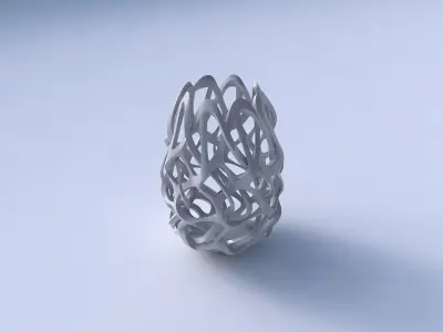 Bowl cylindrical with interlacing sharp edged lattice long ne... 3D model