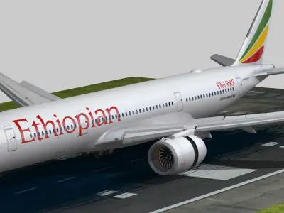 Airbus A350-900 XWB Ethiopian airlines Low-poly 3D model