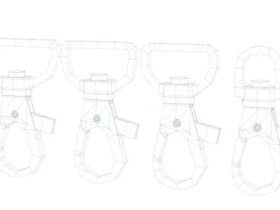 Set of 4 Metal Carabiner LowPoly Low-poly 3D model Low-poly 3D model