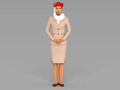 Emirates Airline stewardess ready for full color 3D printing 3D print model
