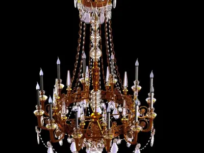 Big antique classic chandelier in brass finish 3D model