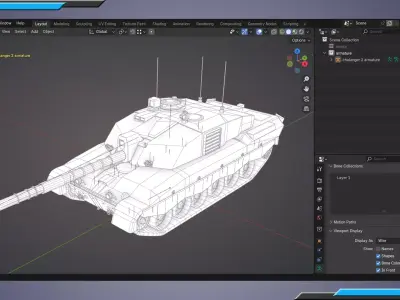 Challenger II LowPoly Model-6 Skins-4K textures-Rigged-Tank Low-poly 3D model
