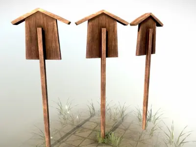 Shogun Shrine Sign Post Low-poly 3D model