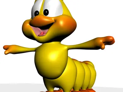 Cartoon Caterpillar Rigged Low-poly 3D model