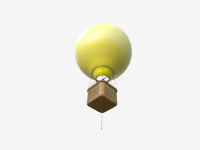 Balloon Hot Air 03 Yellow - Aircraft Cartoon Low-poly 3D model