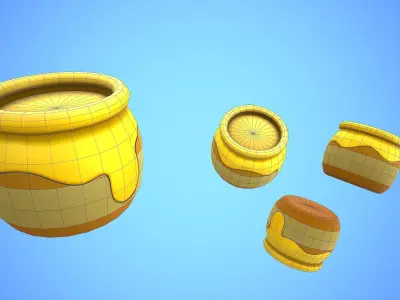 HONEY POT CARTOON STYLIZED Low-poly 3D model