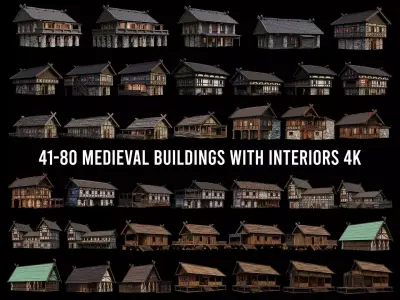 41 - 80 OLD MEDIEVAL BUILDINGS PACK 4K Textures GameReady 3D Model Collection
