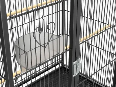 Bird cage large with stand on wheels 3D model