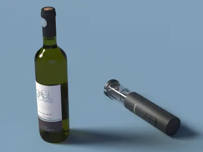 Wine Opener on Bottle Animated 3D model