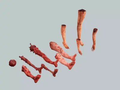 Horror Assets Human Corpse Body Part Collection X5 Pack 3D Model Low-poly 3D model