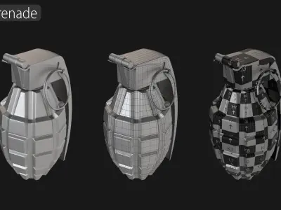 Grenade Collection - 40 Grenades with Zbrush IMM Brushes 3D model