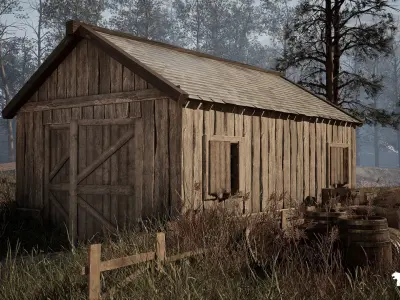 Abandoned Haunted Village Environment Low-poly 3D model