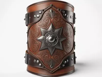 Ornate Leather Bracer Arm Guard 3D model
