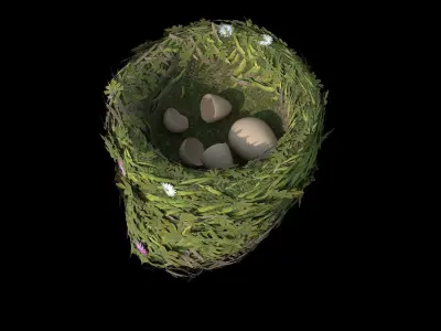 Bird Nest flower Low-poly 3D model