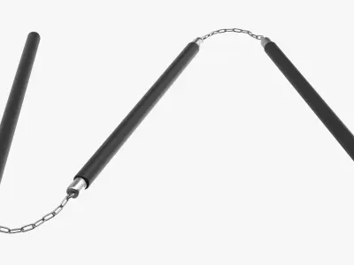 Staff three sectional plastic with chain 3D model