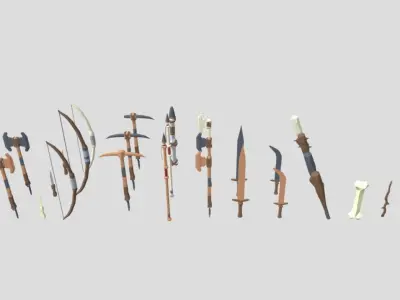 Low Poly Survival Tools Pack Low-poly 3D model