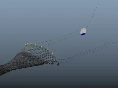 fishing net 3d model and rig in Maya 3D model