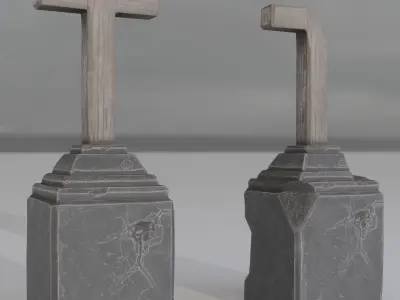 Hand Sculpted cemetery gravestones part 4 Low-poly 3D model