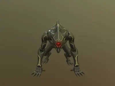Low Poly Stylized Cyber-Predator  - PBR Low-poly 3D model