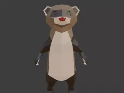 Low Poly Ferret in polygons Low-poly 3D model