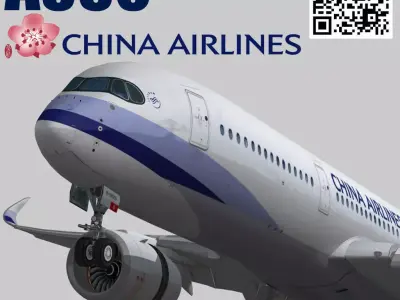 Airbus A350-900 XWB China airlines livery Low-poly 3D model
