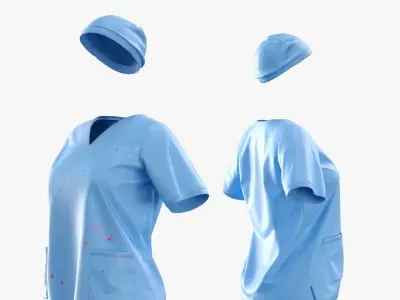 Bloody Medical Scrubs Set No Body Blue 3D model