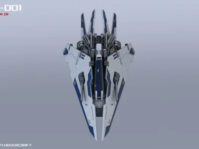 Scifi Hovercraft Low-poly 3D model