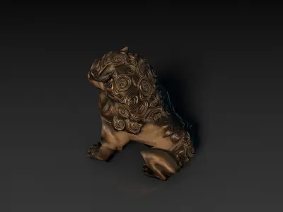 Chinese guardian lion Low-poly 3D model
