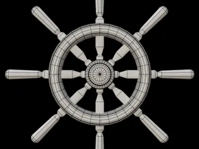 Old ship Tiller Free low-poly 3D model