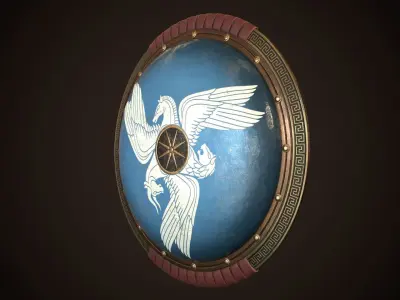 Hoplite Shield Sphinxes Low-poly 3D model