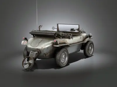 Low Poly VW Type 166 Schwimmwagen Low-poly 3D model