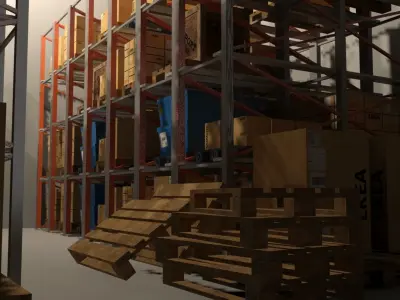 Warehouse props Low-poly 3D model