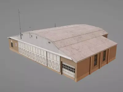 Airport Hangar E Low-poly 3D model