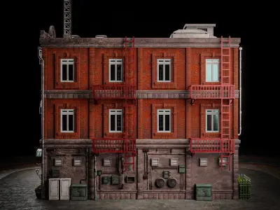 URBAN BUILDING OLD HORROR 4 Low-poly 3D model