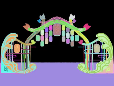 Ancient gate archway of the Tang Dynasty 3D model