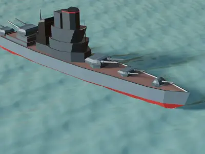 battle ship Low-poly 3D model
