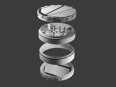 Golden Grinder 3D - Realistic 4-Piece with Emerald Inlay 3D model