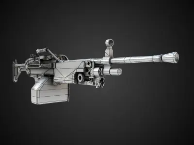 Low poly light machine guns collection Low-poly 3D model