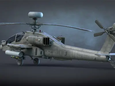 AH-64 Apache Low-poly 3D model