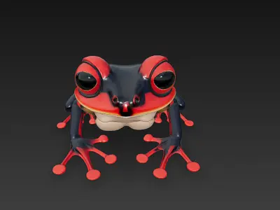 Frog Poisonous Realistic 3D Model Basic - Low Poly Realistic Low-poly 3D model