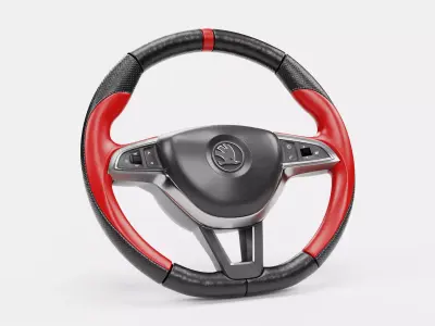 Red Cover Steering Wheel 3D model