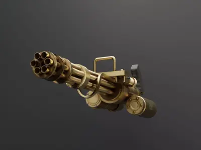 Minigun Golden Low-poly 3D model