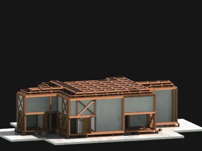 Medieval Low Poly Building Castle Wooden Village Stone House 31 Low-poly 3D model